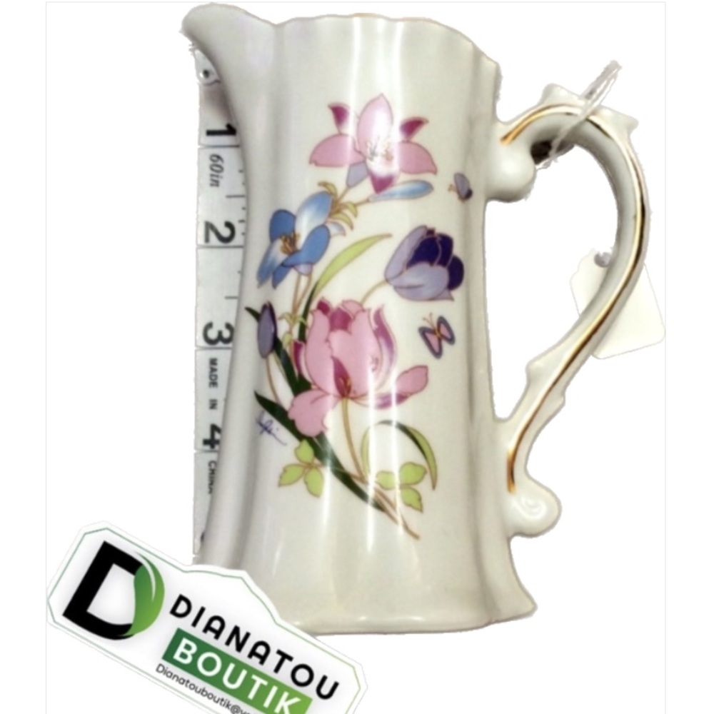 Inarco Japan Floral Gold-Trimmed Pitcher/Creamer/Vase
